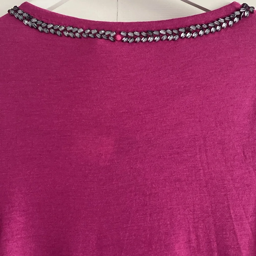 NWT Boden Long Sleeve Embellished Tee Shirt in Mulberry - Size 10